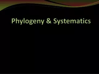 Phylogeny &amp; Systematics