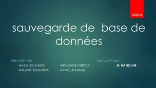 sauvegarde de base de donn es