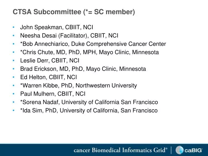 ctsa subcommittee sc member