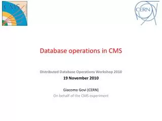 Database operations in CMS