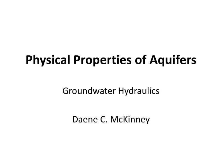 physical properties of aquifers