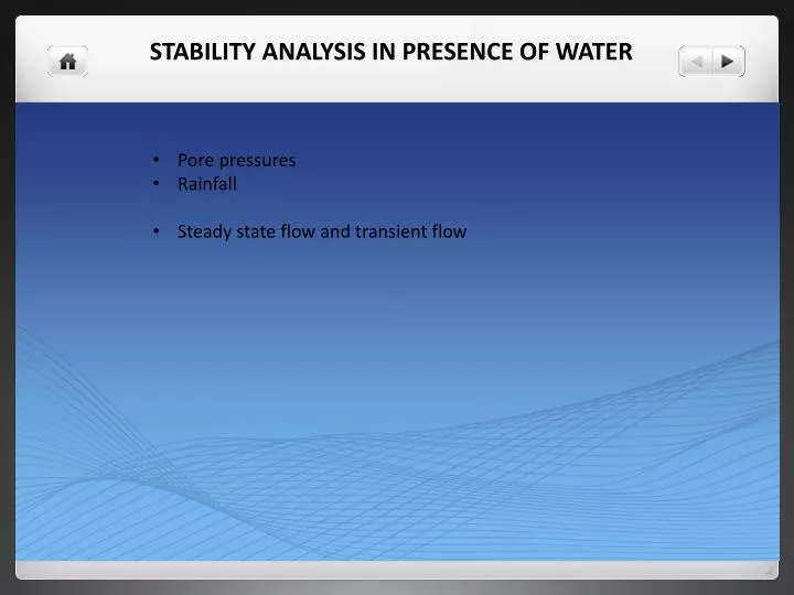 stability analysis in presence of water