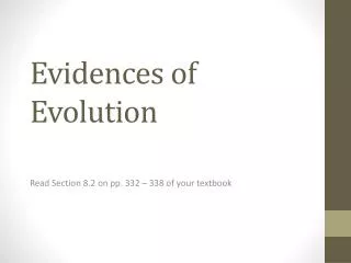 Evidences of Evolution