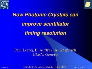 How Photonic Crystals can improve scintillator timing resolution