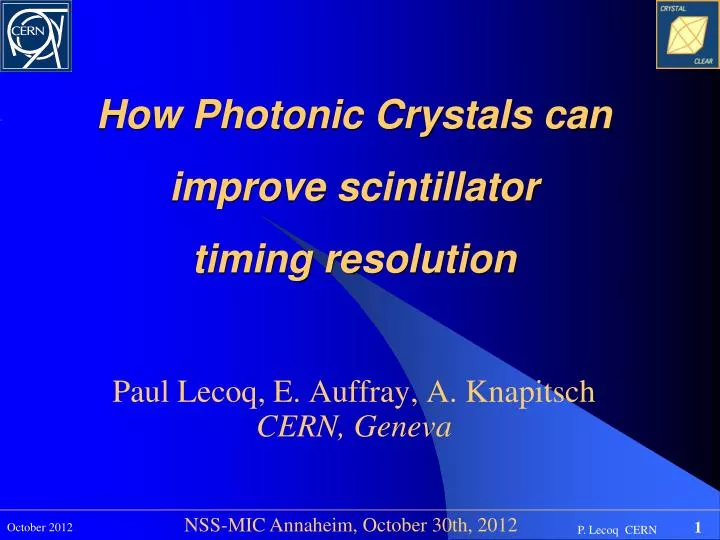 how photonic crystals can improve scintillator timing resolution