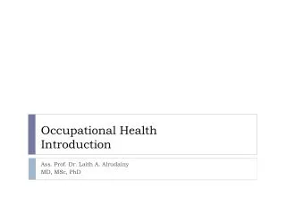 Occupational Health Introduction