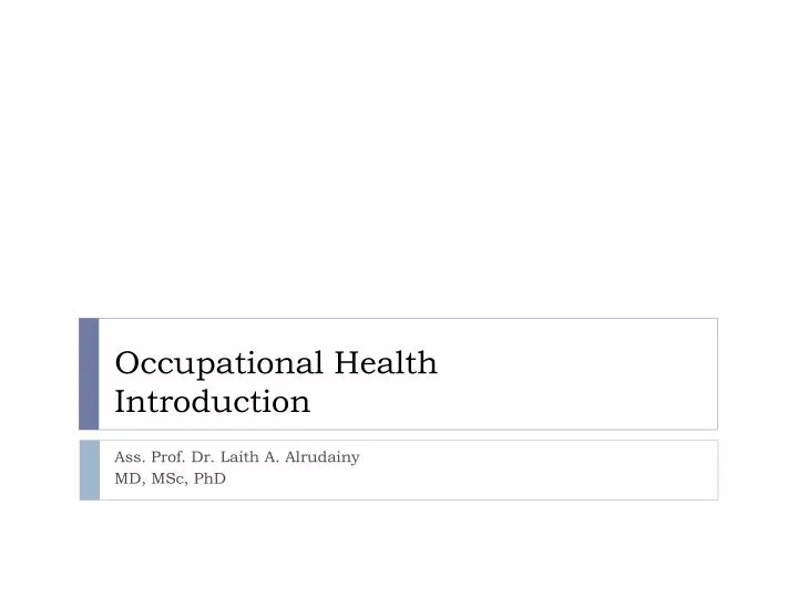 occupational health introduction