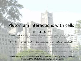 Plutonium interactions with cells in culture