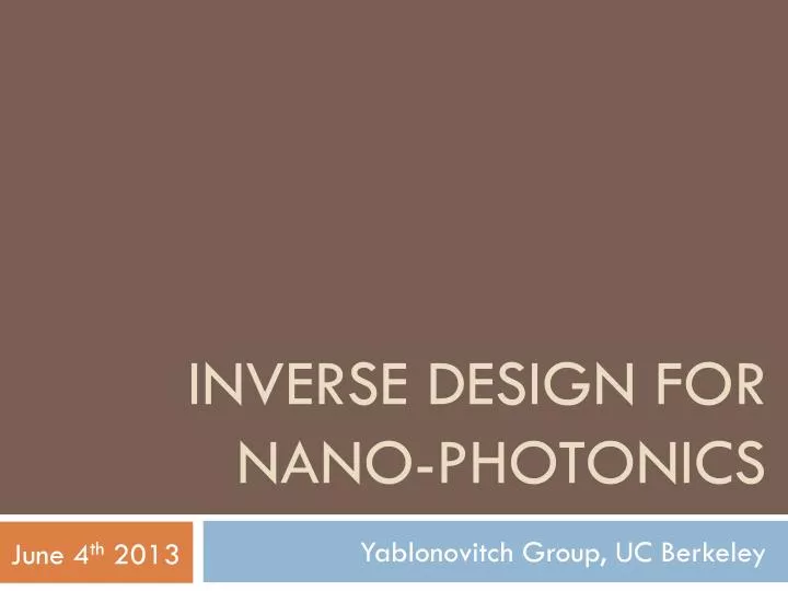 inverse design for nano photonics