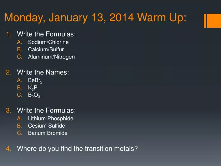 monday january 13 2014 warm up