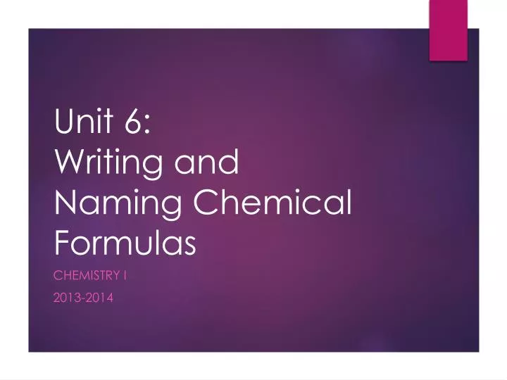 unit 6 writing and naming chemical formulas