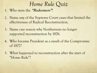 Home Rule Quiz