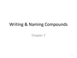 Writing &amp; Naming Compounds