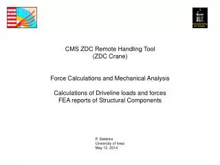 CMS ZDC Remote Handling Tool (ZDC Crane) Force Calculations and Mechanical Analysis