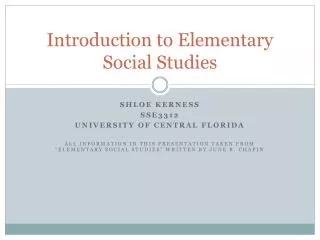 Introduction to Elementary Social Studies