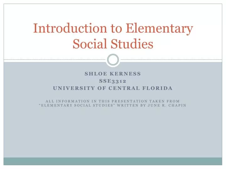 introduction to elementary social studies