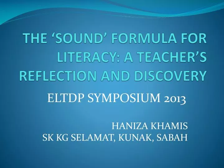 the sound formula for literacy a teacher s reflection and discovery