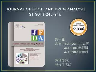 JOURNAL OF FOOD AND DRUG ANALYSIS 21(2013)242-246