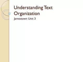 Understanding Text Organization