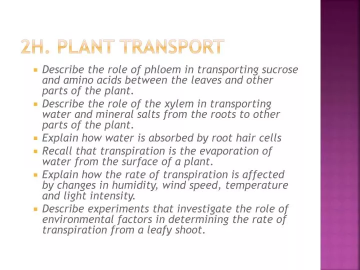 2h plant transport