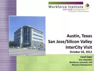 Austin, Texas San Jose/Silicon Valley InterCity Visit October 02, 2012 Carol Coen