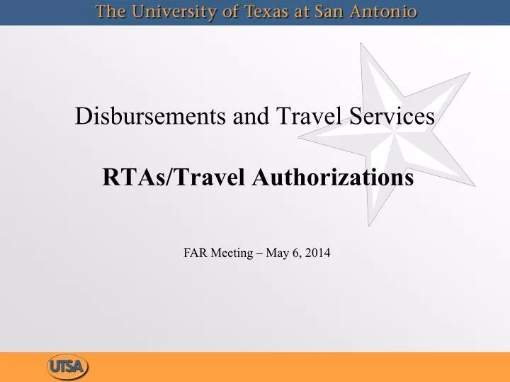 disbursements and travel services rtas travel authorizations