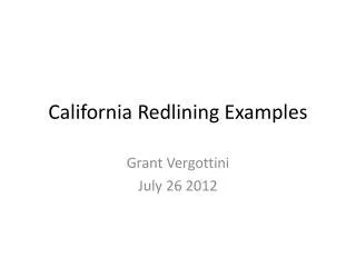 California Redlining Examples