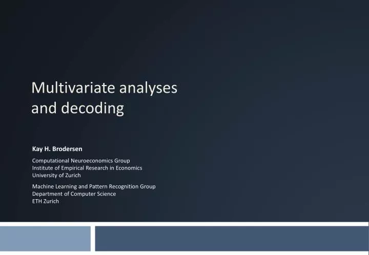 multivariate analyses and decoding
