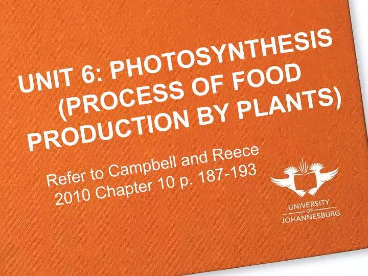 unit 6 photosynthesis process of food production by plants