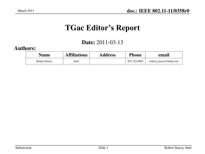 tgac editor s report