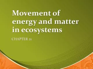 Movement of energy and matter in ecosystems
