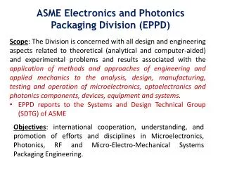 ASME Electronics and Photonics Packaging Division (EPPD)