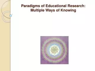 Paradigms of Educational Research: Multiple Ways of Knowing