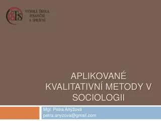 aplikovan kvalitativn metody v sociologii