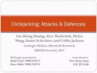 Clickjacking: Attacks &amp; Defences