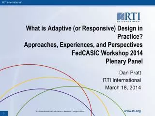 Dan Pratt RTI International March 18, 2014