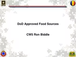 DoD Approved Food Sources