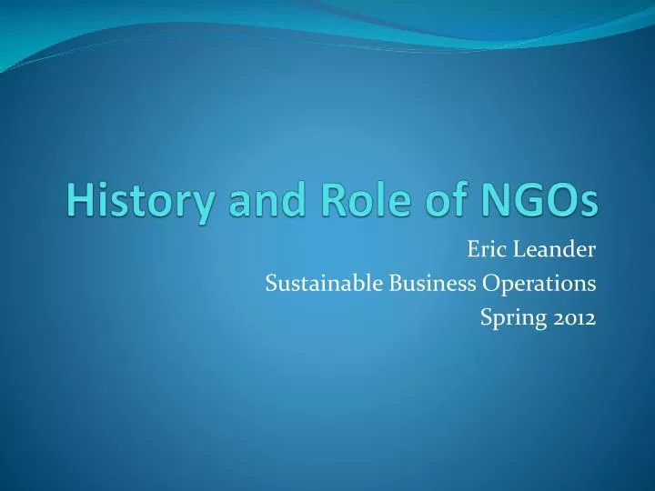 history and role of ngos