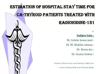 Estimation of hospital stay time for CA-thyroid patients treated with Radioiodine-131