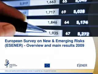 European Survey on New &amp; Emerging Risks (ESENER) - Overview and main results 2009