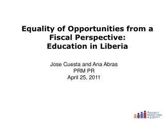 Equality of Opportunities from a Fiscal Perspective: Education in Liberia