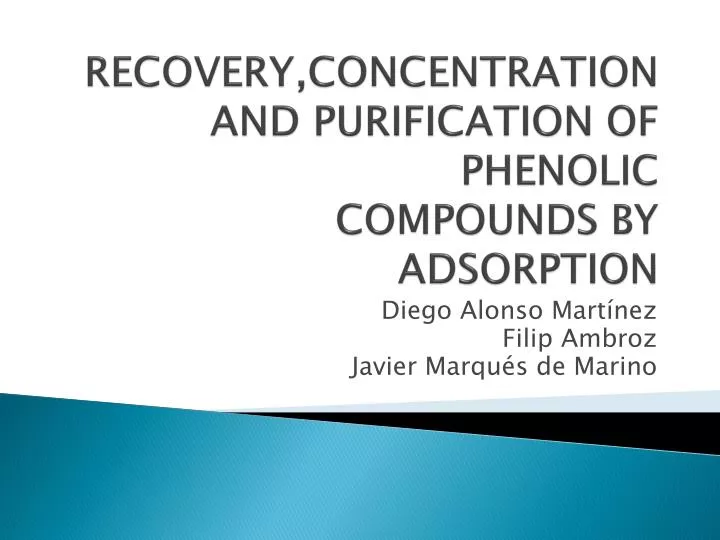 recovery concentration and purification of phenolic compounds by adsorption