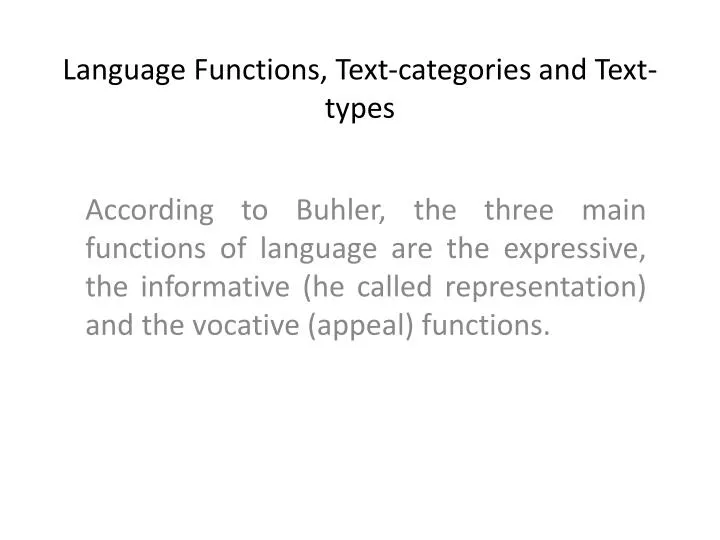 language functions text categories and text types
