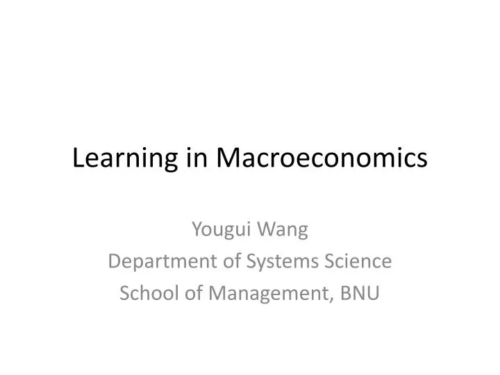 learning in macroeconomics