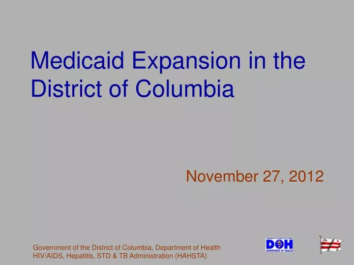medicaid expansion in the district of columbia november 27 2012