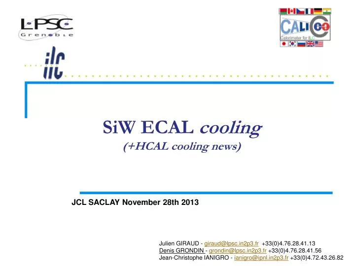 siw ecal cooling hcal cooling news