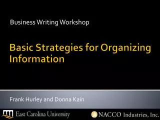 Basic Strategies for Organizing Information
