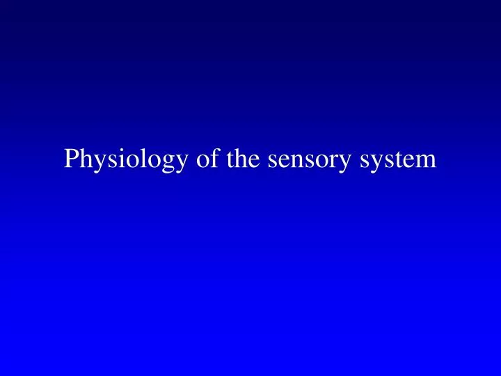 physiology of the sensory system