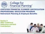Session 9 IRAs–Traditional Deductions and Roth Contributions