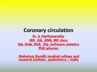 Coronary circulation